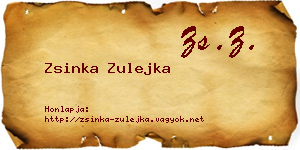 Zsinka Zulejka névjegykártya